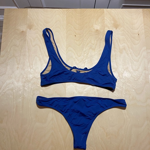 J. Crew Blue Playa Waikiki Lace-up Bikini - Picture 5 of 8